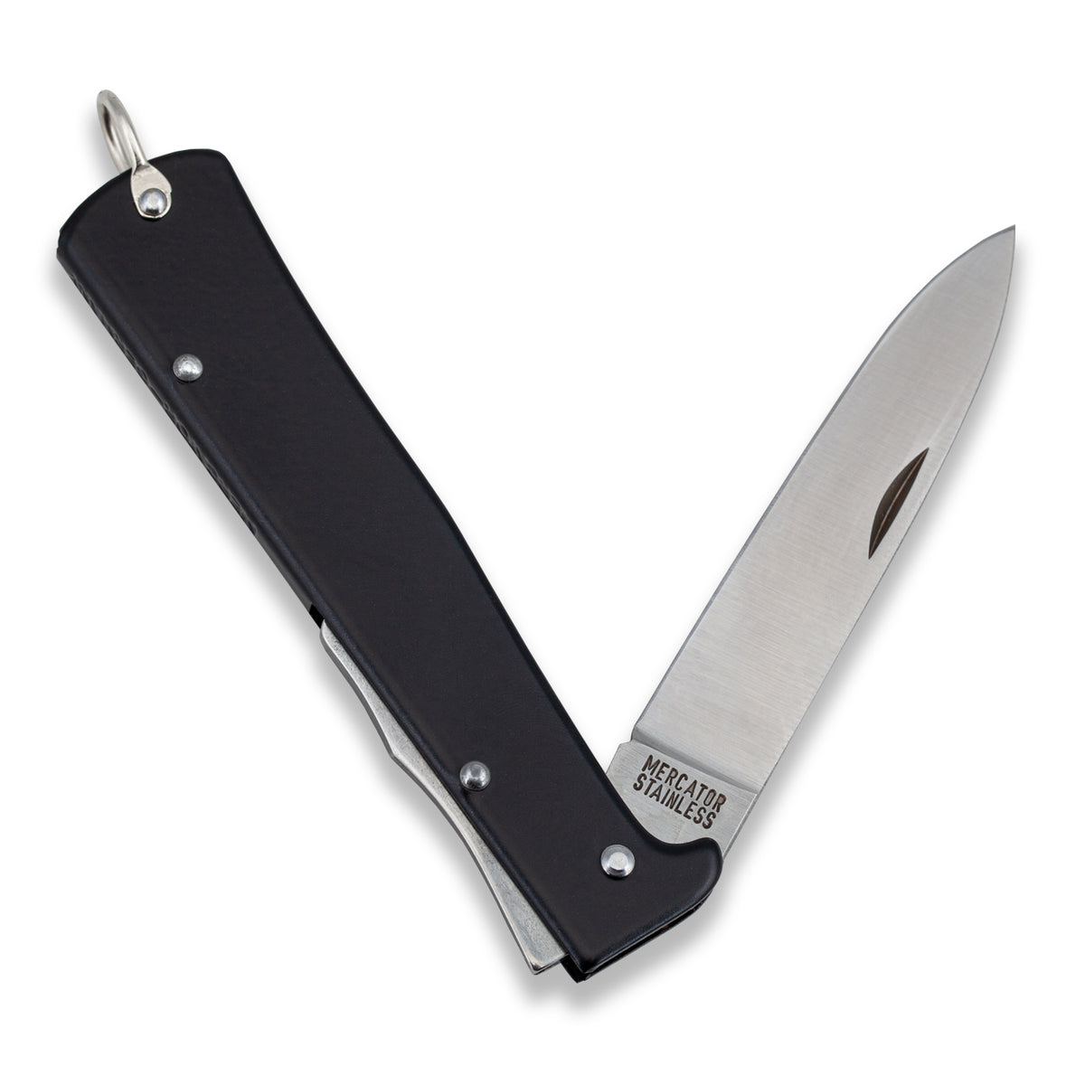 Otter Mercator Lockback SS Pocket Knife - 3.25 Satin Finish Stainless  Steel Blade, Black Stainless Handle