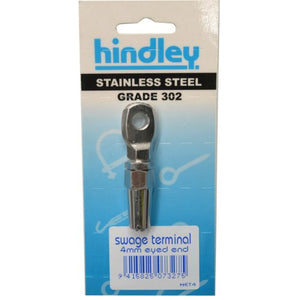 Wire Rope Swageless Terminal Eyed Stainless Steel 4mm Carded Hindley