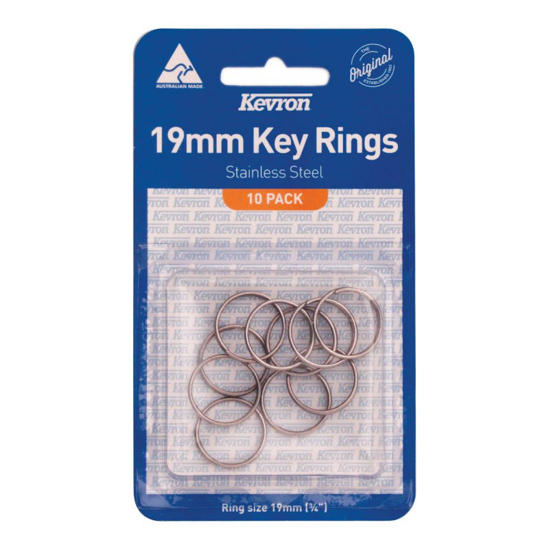 Key Rings - Stainless Steel 10-pce Carded 19mm Kevron