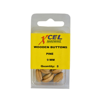 Wooden Pin Buttons - Pine 8-pce 9mm Xcel