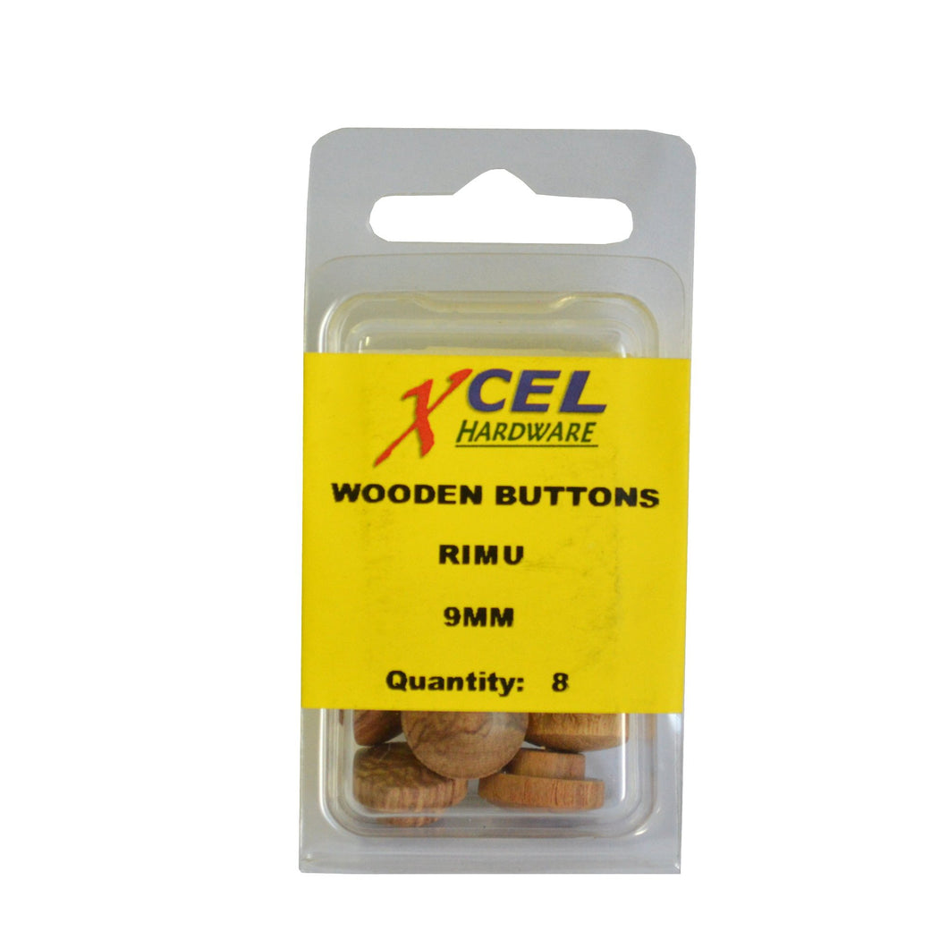 Wooden Pin Buttons - Rimu 8-pce 9mm Xcel