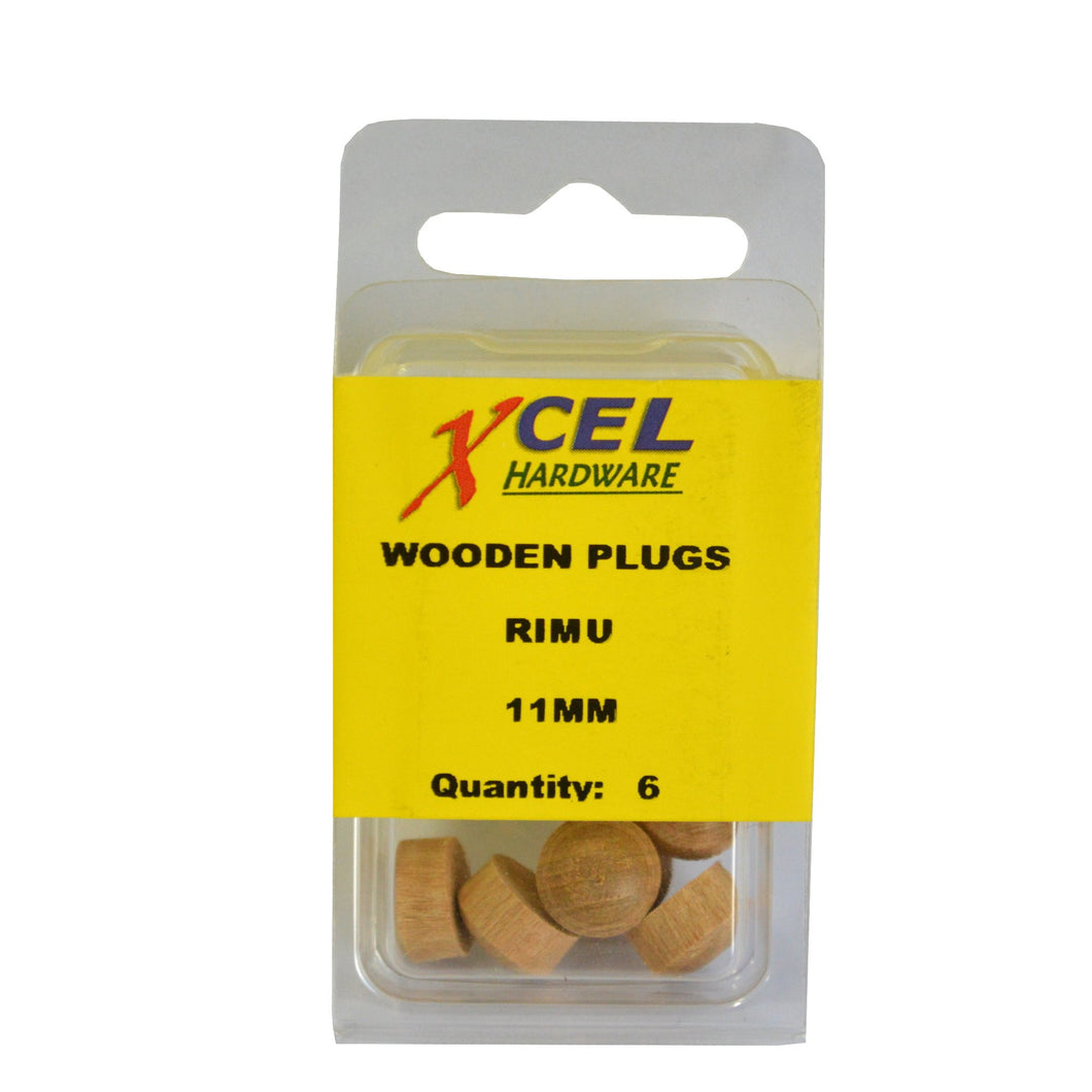 Wooden Plug Buttons - Rimu 6-pce 11mm Xcel