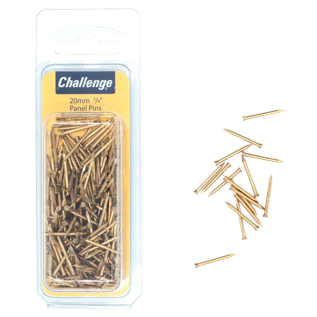 Panel Pins Brass - 75gm Blister Pack 20mm Challenge