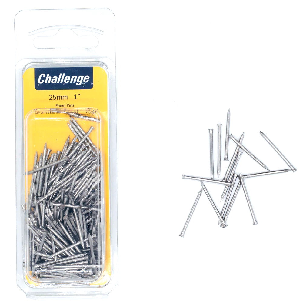 Panel Pins Stainless Steel - 75gm Blister Pack 25mm Challenge