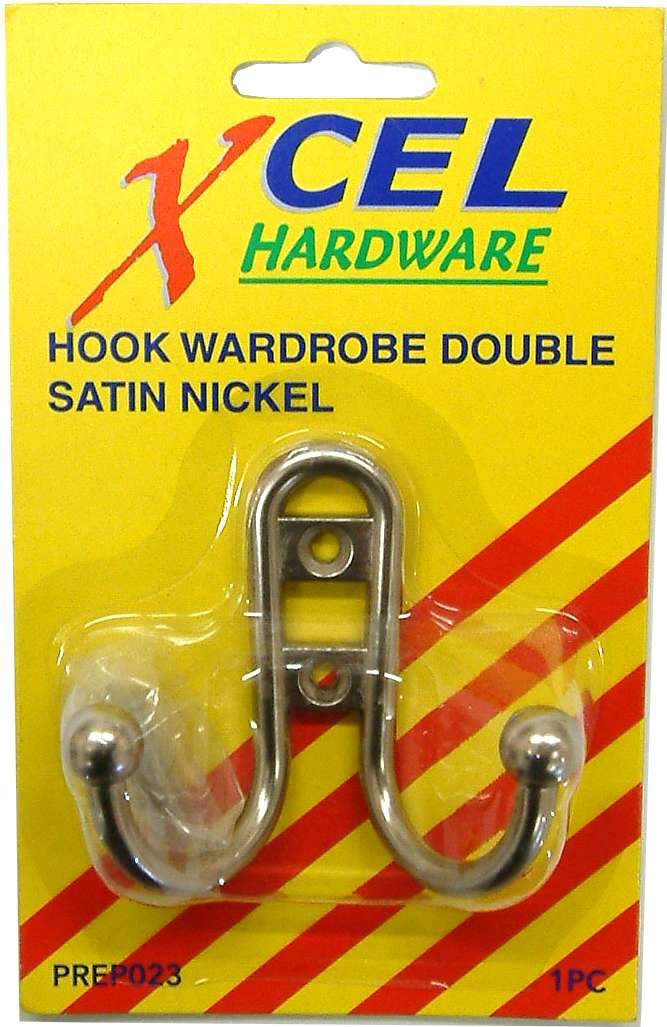 Wardrobe Hook - SCP Double with Ball Tips  Carded Xcel