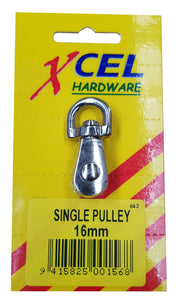 Single Awning Pulley - Galvanised 16mm Carded Xcel