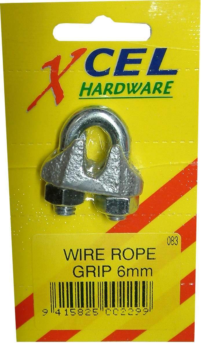 Wire Rope Grip Standard Galvanised 3mm Carded Xcel