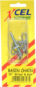 Basin Chain - CP with Bolt & Nut #4240 300mm Carded Xcel