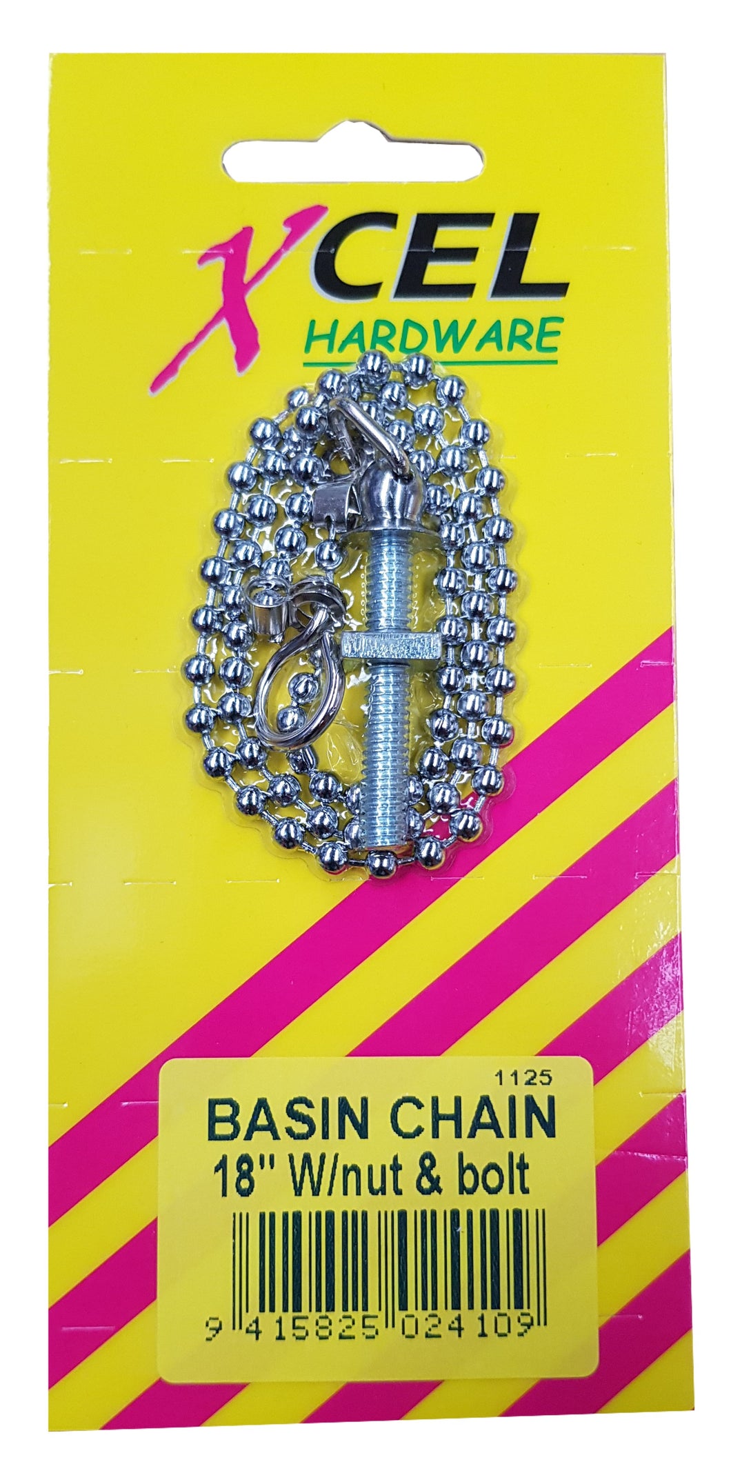 Basin Chain - CP with Bolt & Nut #4240 450mm Carded Xcel