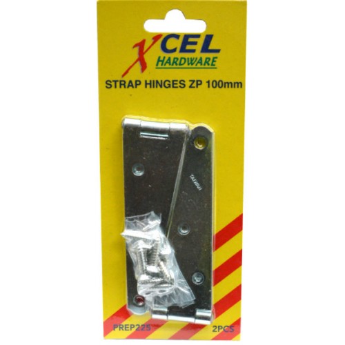 Strap Hinges ZP 2-pce 100mm Carded Xcel