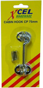 Cabin Hook - CP on Brass 150mm Carded Xcel