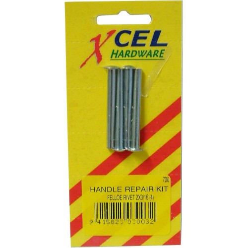 Felloe Rivets 4-pce 50mm x 5mm Carded Xcel