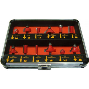 Router Bit Set In Aluminium Case 1/4"Shank 12-pce