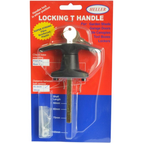 T-Handle - Locking Plastic Front Fix 75mm Spindle Heller