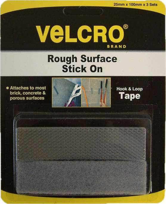 Heavy Duty Rough Surface Hook & Loop Tape 25mm x 100mm 3-pce  Velcro